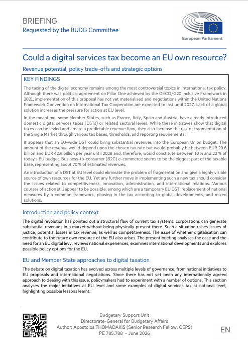 Could a digital services tax become an EU own resource?