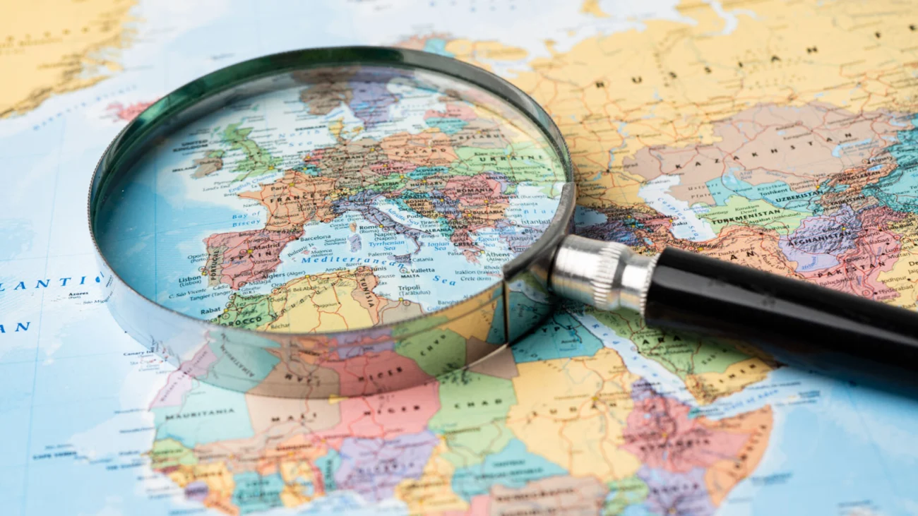 Bangkok, Thailand August 01, 2020 Europe, Magnifying glass clo