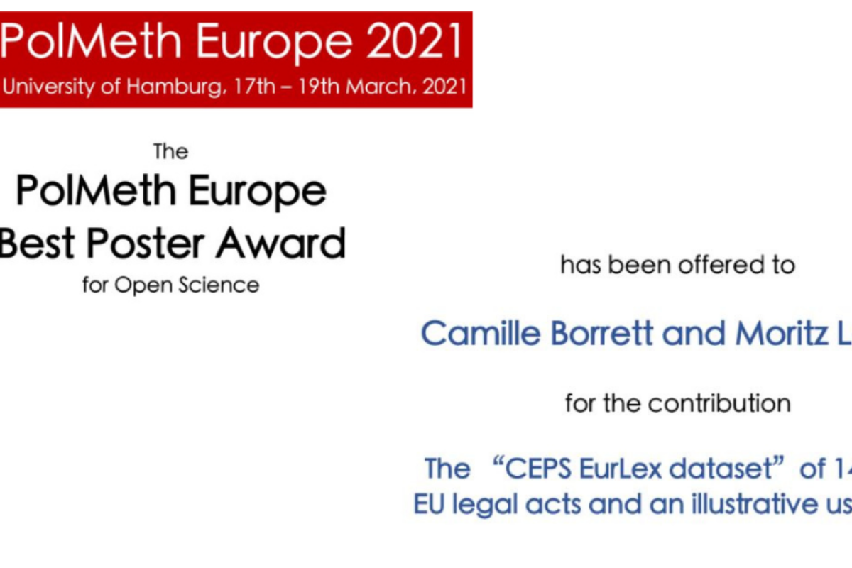 CEPS EurLex dataset is awarded the “Best Poster Award for Open Science”